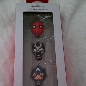 Hallmark Marvel Set of 3 Mini Ornaments Captain America, Black Panther & Spider
